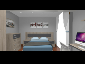Vista cabezal, cama y chiffonier